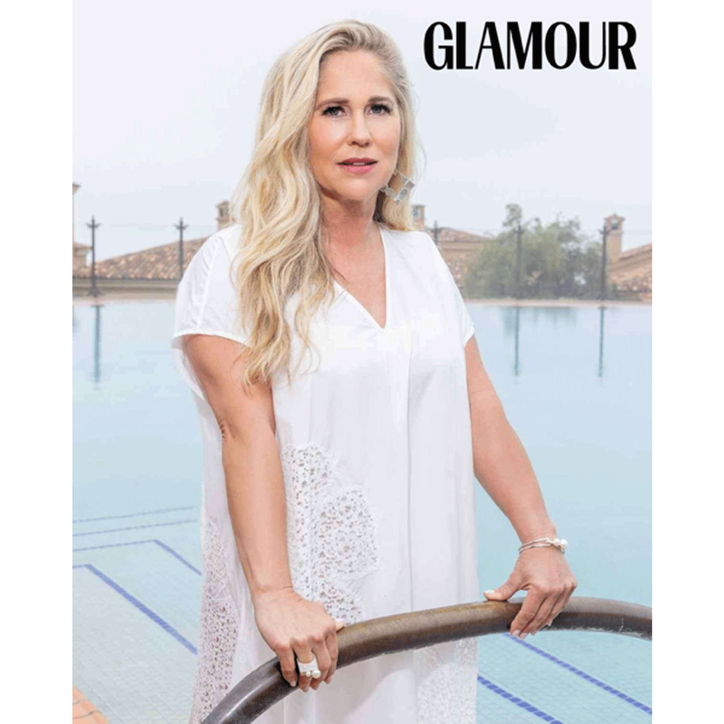 Melony Huber in Glamour wearing Nish Niche White Cosmo Dress