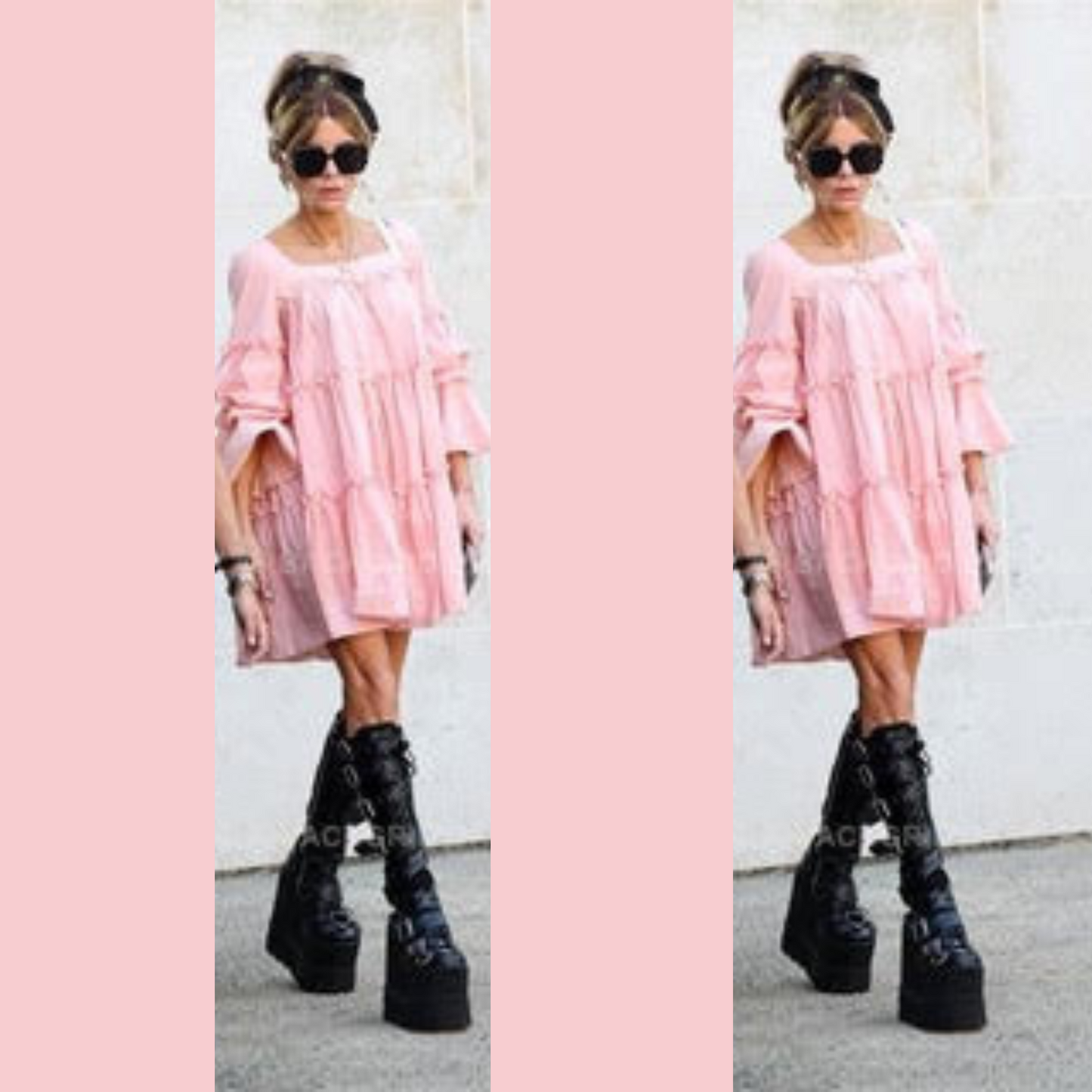 Kate Beckinsale in a Nish Niche Pink Splash Dress from the See Sea collection