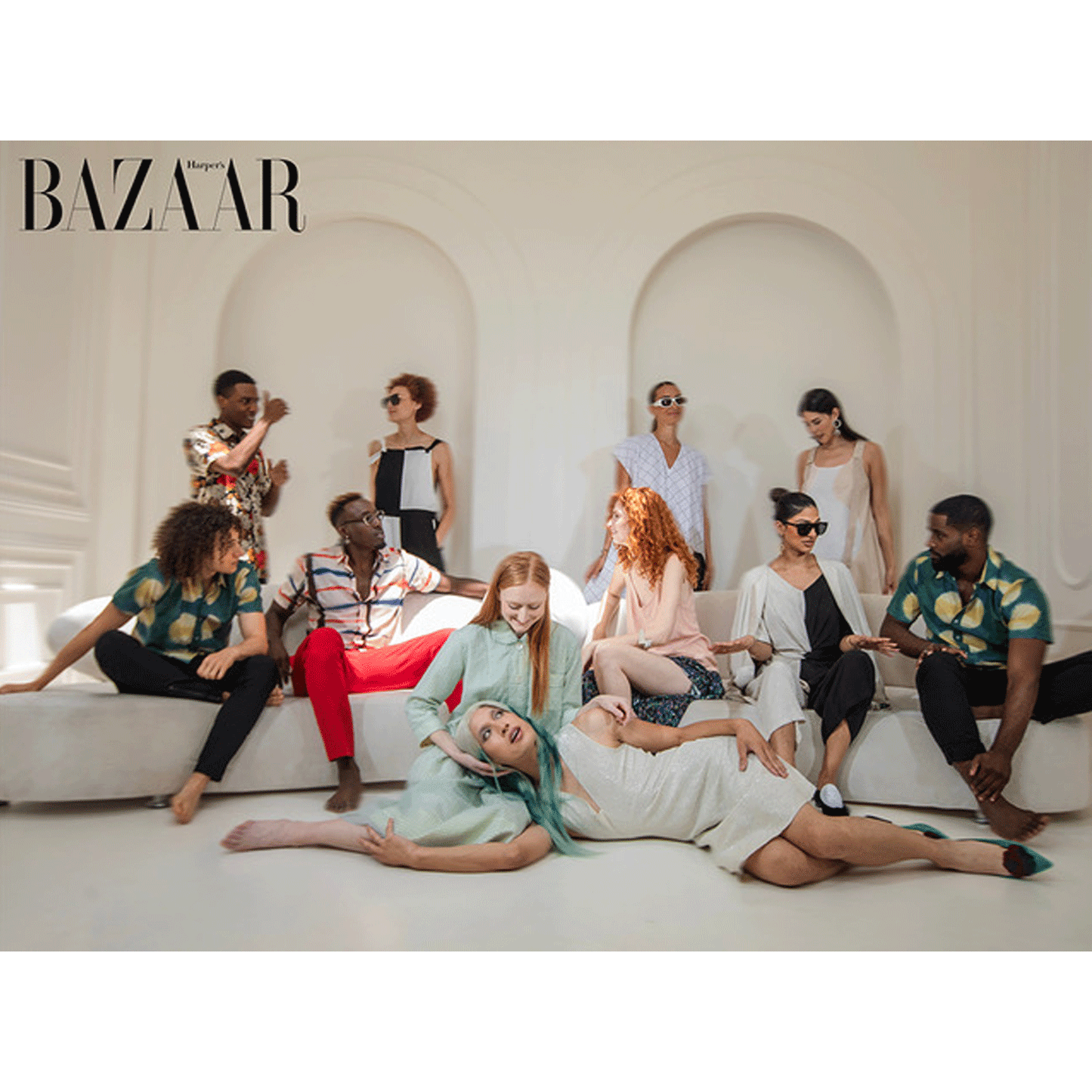 Bazaar features Nish Niche white windowpane Cosmo dress