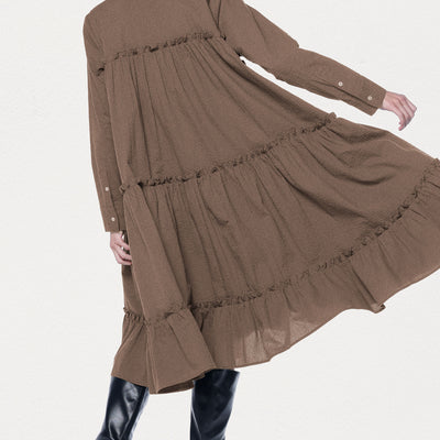 Brown Parachute Midi Dress