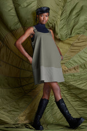 Khaki A-line Jump Mini Dress