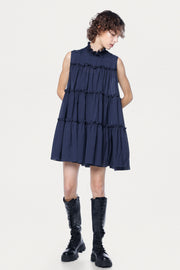 Navy Ruffled Mini Dress