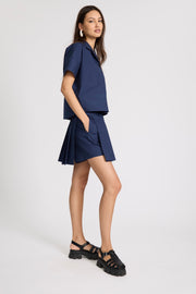 Navy Dune Button Top