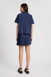 Navy Dune Button Top