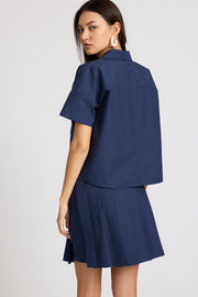 Navy Dune Button Top