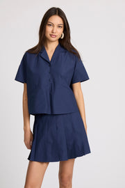 Navy Dune Button Top