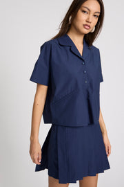 Navy Dune Button Top