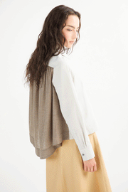 Mixed Fabric Windy Blouse