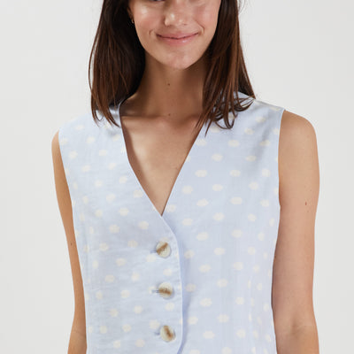 Cloud Blue Button Vest