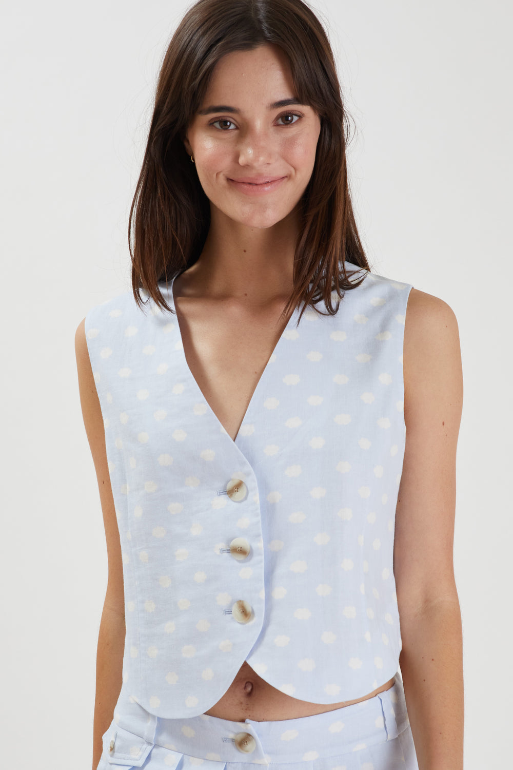 Cloud Blue Button Vest