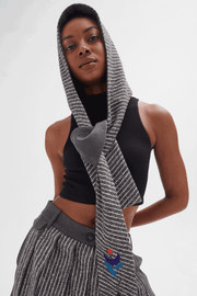 Hoody Scarf with Embroidery