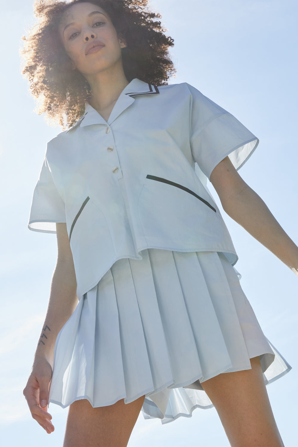 Baby Blue Pleated Shorts