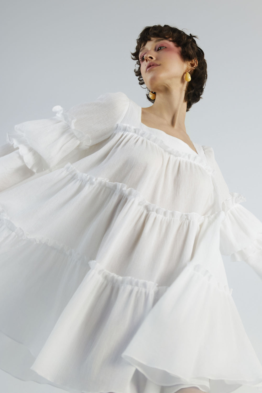 Splash White Crepe Mini Dress