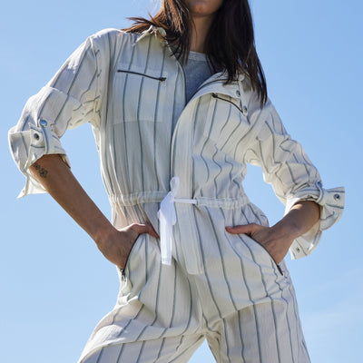 White Striped Jumpsuit