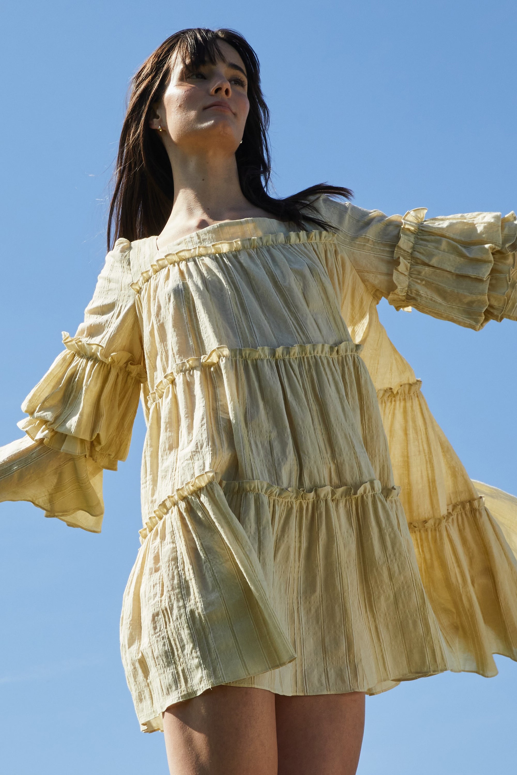【Pehrt】送料/関税込 Daisy Dress (Light Peach) Get Premium Hottest Yellow Splash Mini Dress | Nish Niche