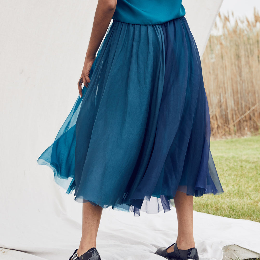 
                  
                    BLUEBELLE MOOD HAND PLISSED SILK SKIRT
                  
                