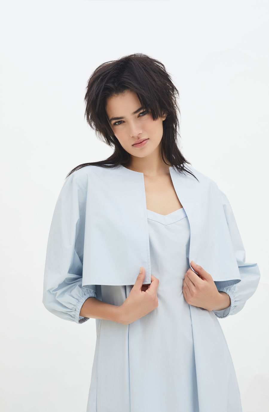 Blue Slip Dress and Jacket